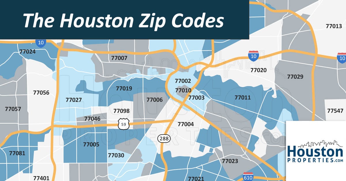 TX ZIP Code Map Laminated Houston 