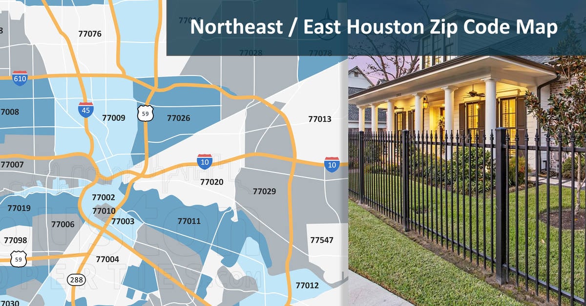 Northeast/East Houston Zip Code Map