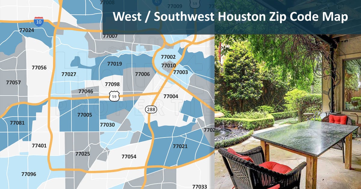 West/Southwest Houston Zip Code Map