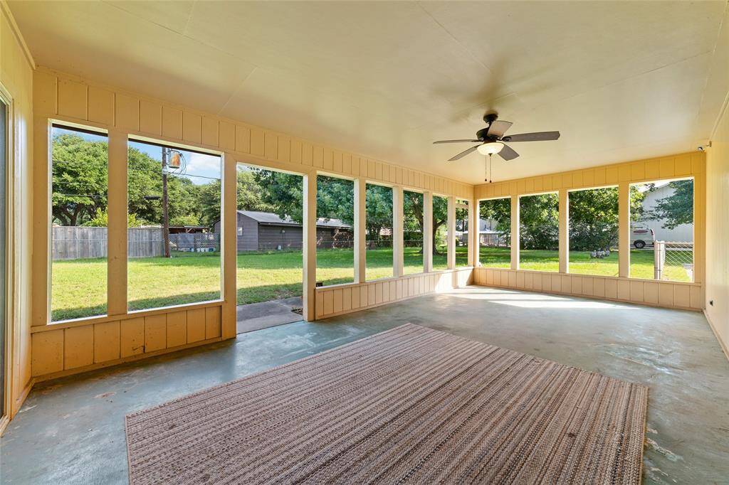 View of the covered back patio, perfect for entertaining.