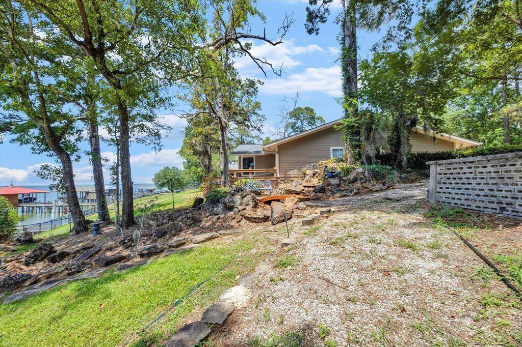 This home has a terraced backyard.