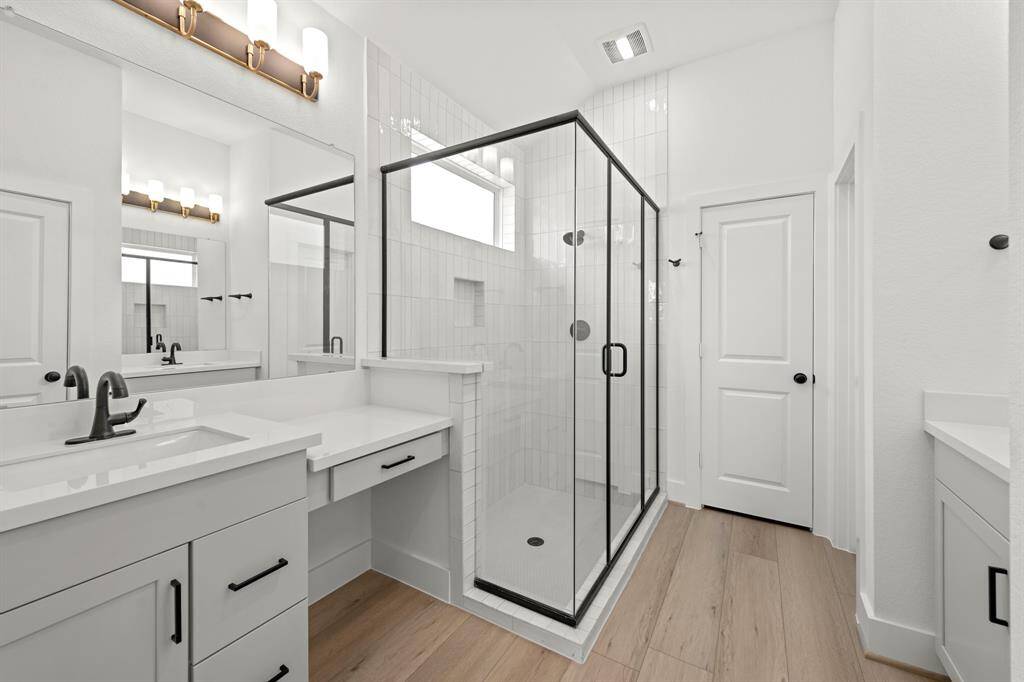 Enlarged shower in primary bathroom