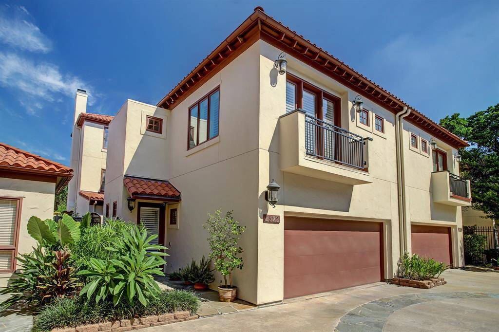 Mediterranean village style living with private outdoor spaces for dining and entertaining. The oversized motorcourt makes for easy in and out of your garage.