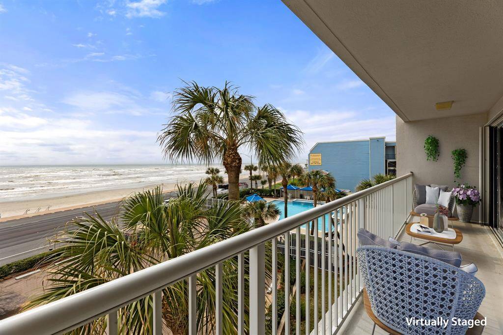 Balcony virtually staged with deck furniture - ideal place to enjoy morning coffee and watch sunrise