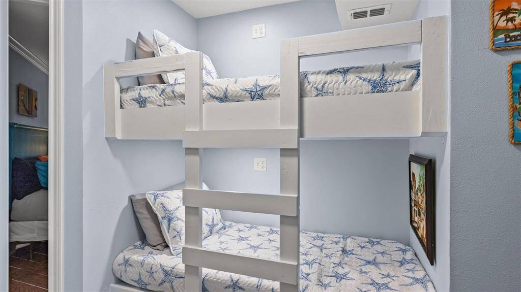 Each bunk with light and outlet