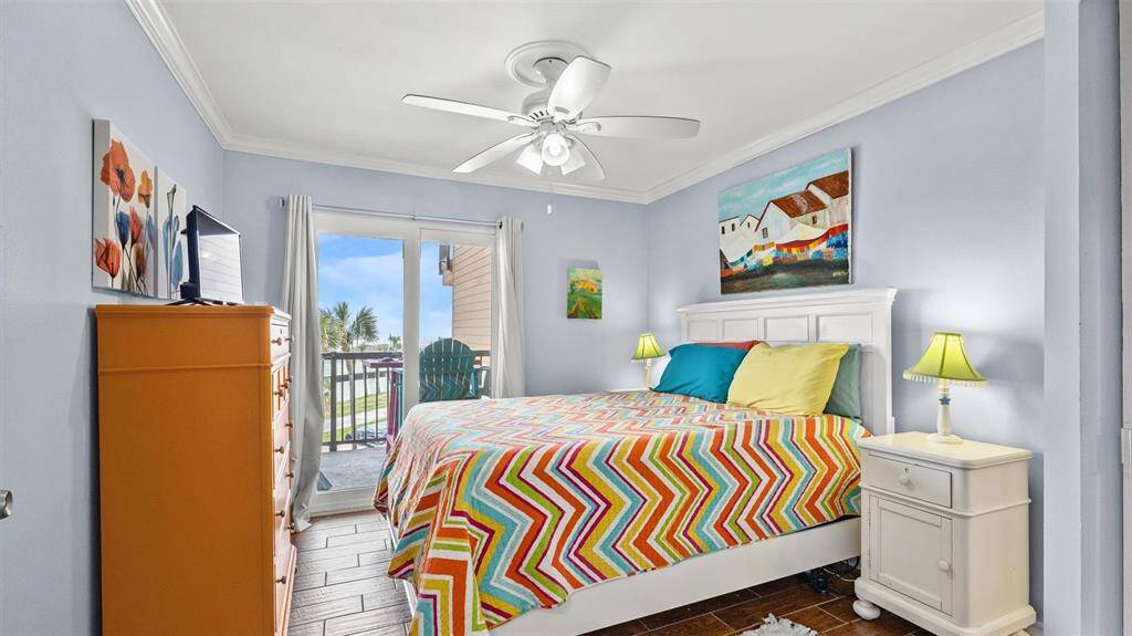 King Bed with entrance to balcony