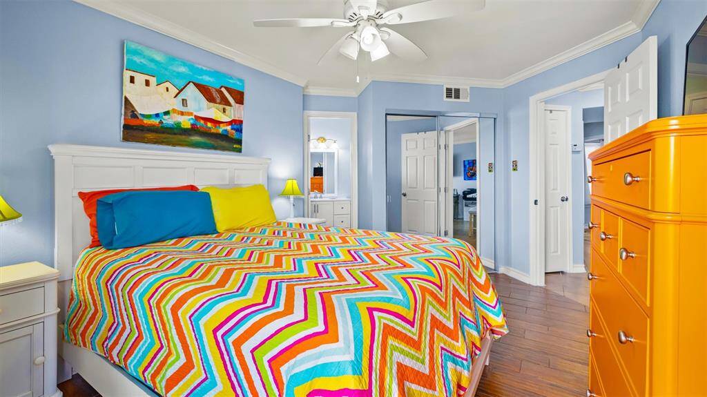 Colorful primary bedroom