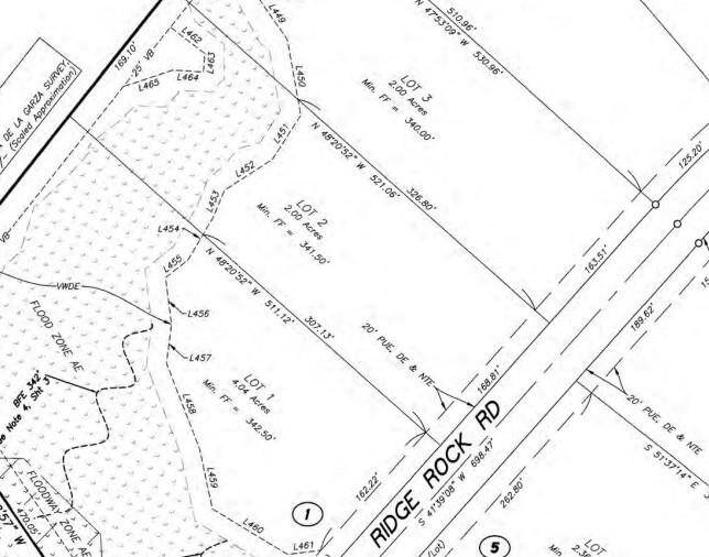 Plat of Lot 2 in Section 6 of Republic Grand Ranch. Features a seasonal creek in the back portion of the lot.