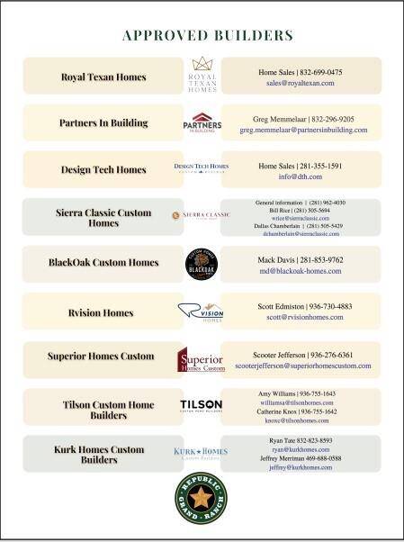 These are the preferred builders and you may view their model homes in the community.