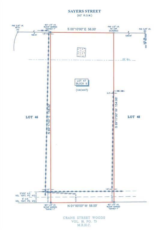 Lot 48 Block 9, 58' x 154.98' (note the left side of the lot is slightly longer than the right.)