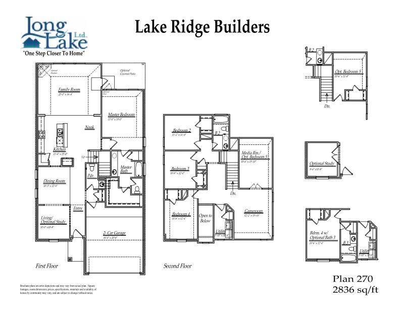 Plan 270 features 4 bedrooms, 3 full baths, 1 half bath and over 2,800 square feet of living space.