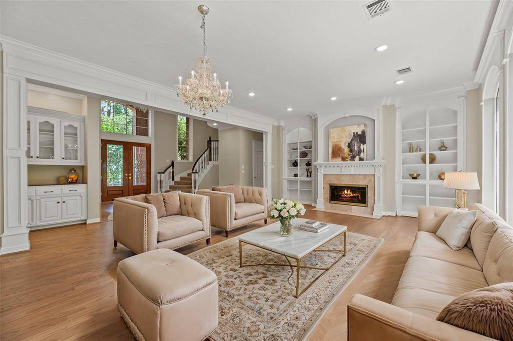 Virtually staged formal living room.