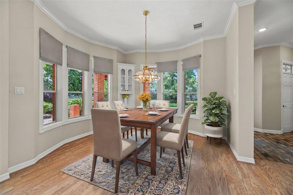 Virtually staged dining area.