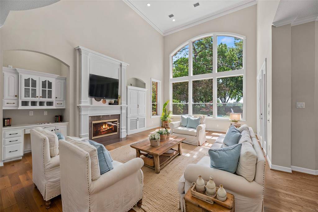 Virtually staged family room.