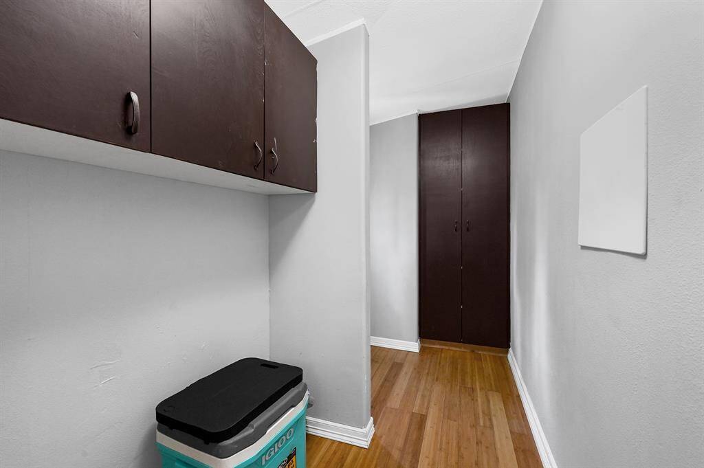 Washer/Dryer. Back door and storage