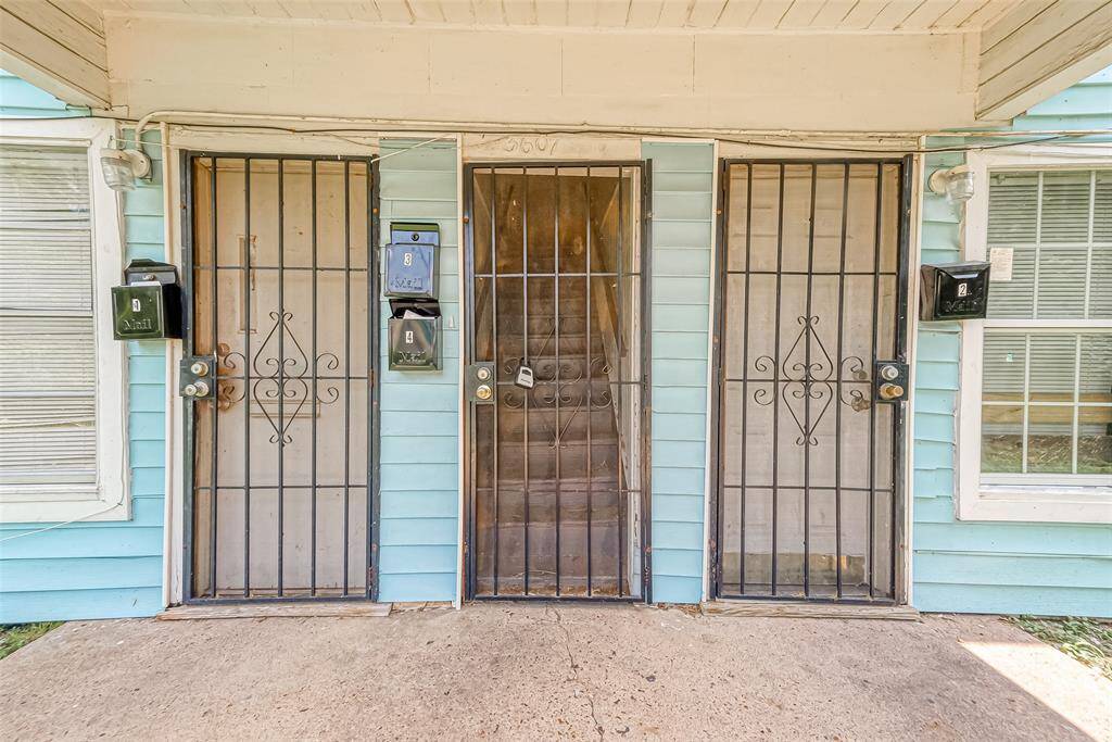 The entrances to the units.