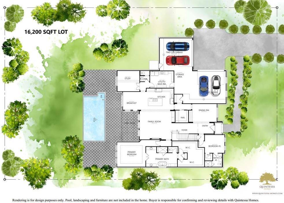 Artist Rendering of 1st Floor. Pool and sod not included.