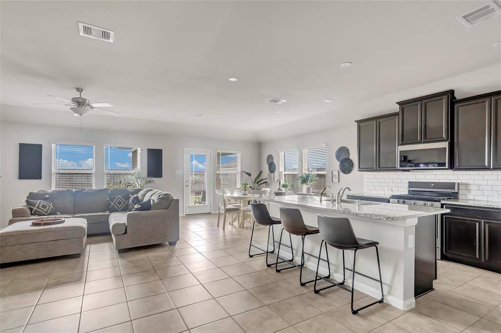 Open concept living room and kitchen.