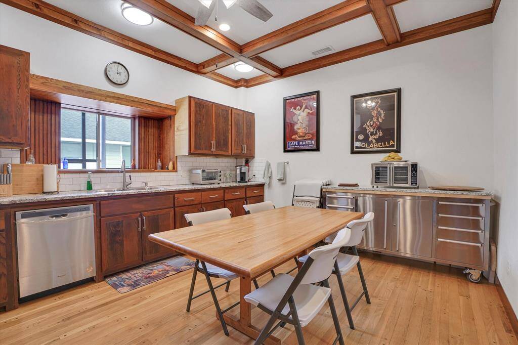 All oak floors in kitchen.
