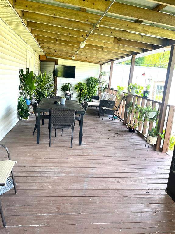 Large covered deck on east side of the house