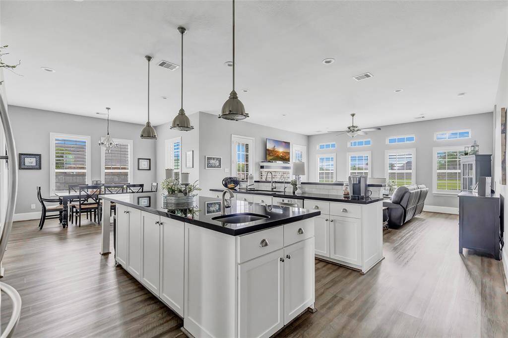 Kitchen opens to the family room