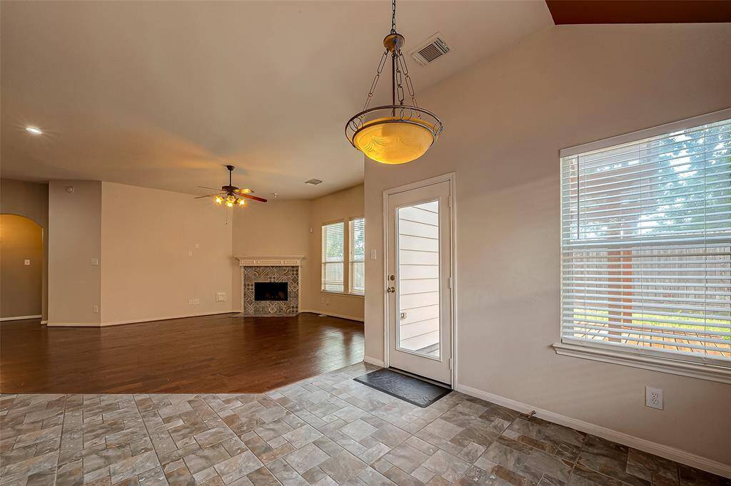 View from breakfast area into family room.