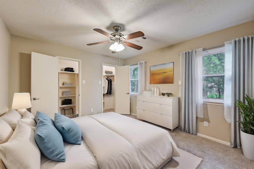 Secondary bedroom upstairs with virtual staging