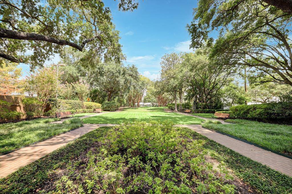 Experience serene walks from your front door to Memorial Park via a charming garden trail.