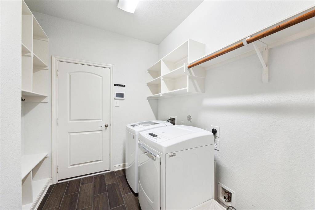 Laundry Room with Built-in Shelves.