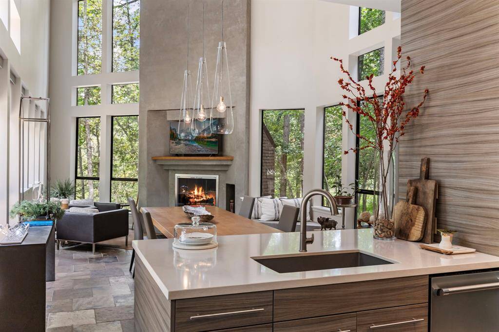3 levels showcase high ceilings and open spaces.