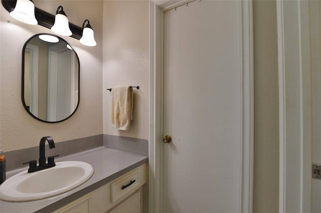 Secondary vanity with walk-in closet area....