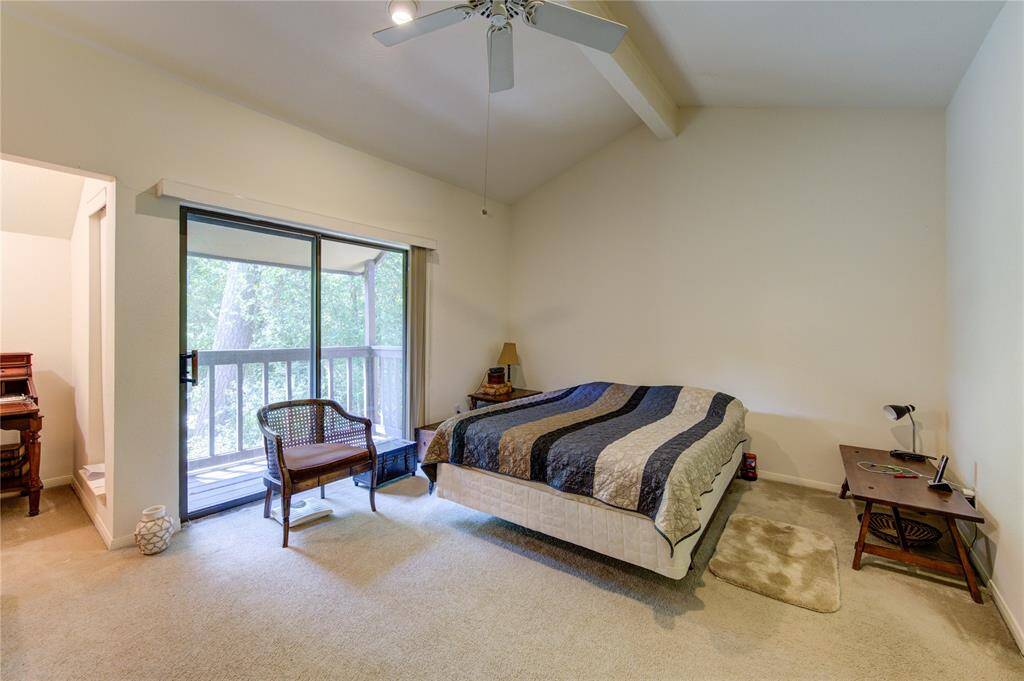 The second floor boasts a serene primary bedroom with a private balcony overlooking mature trees and a dedicated home office to the left, perfect for remote work or study. This thoughtfully designed layout combines relaxation and productivity in a stylish and functional space.