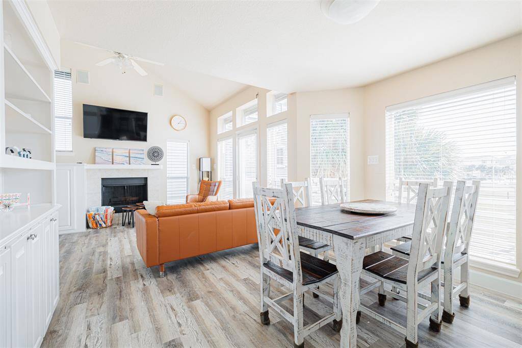 The living room opens to the dining area and the kitchen.