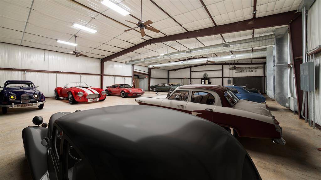 60x70 15ft high insulated and AC'd warehouse space that can function as a collectors dream garage, or space for large gatherings and events. (staged photo)