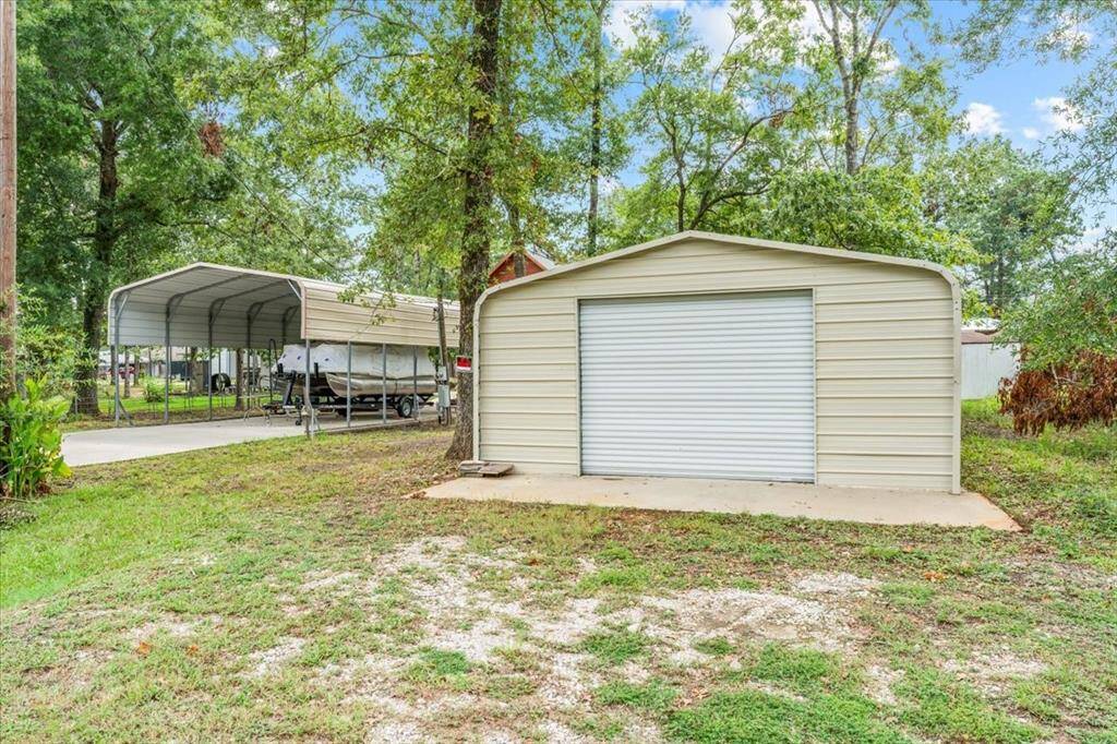 Roll-up door on garage.