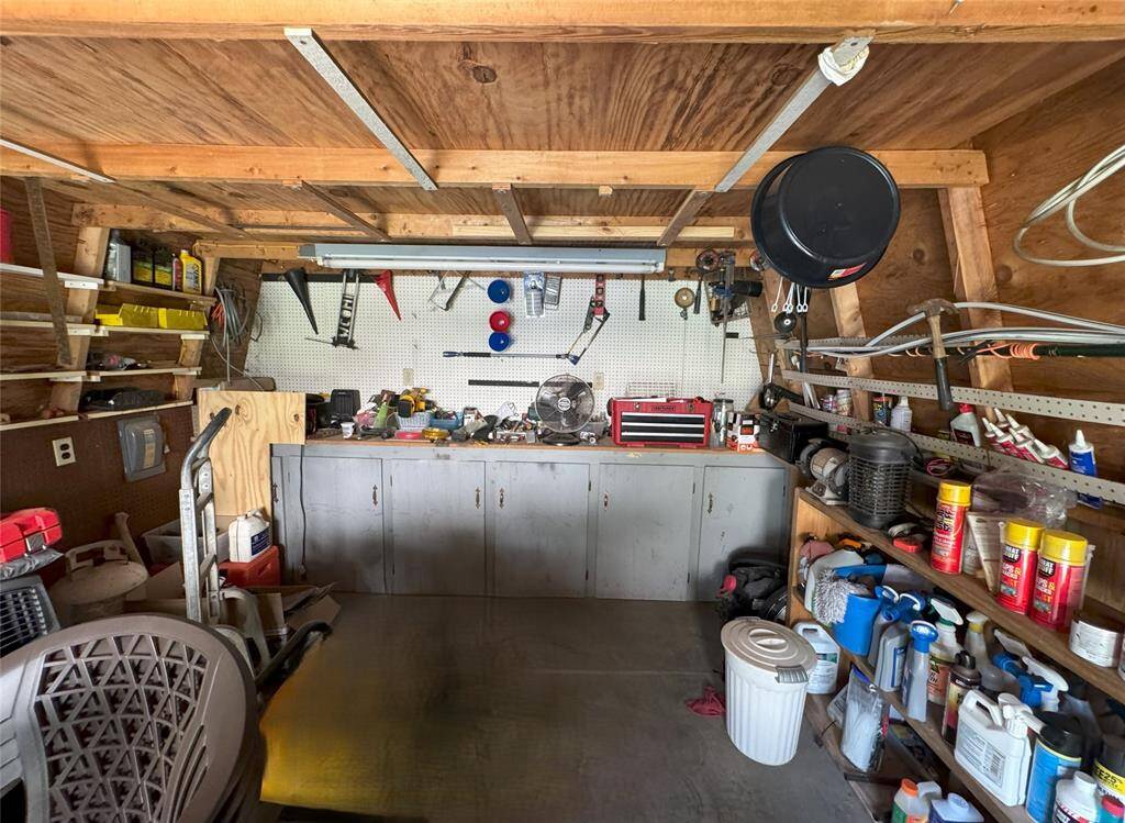 A view inside the workshop that is located just behind the carport.