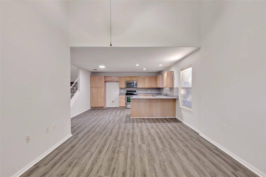 The breakfast bar is perfect for a couple of bar stools.