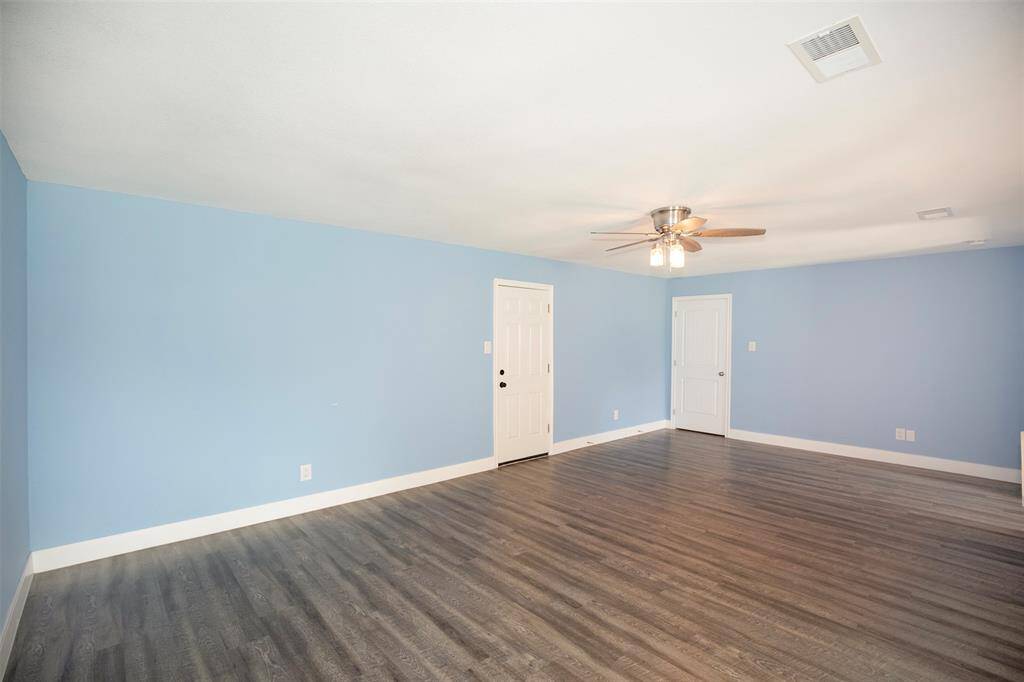 The family room has plenty of space for oversized furniture.