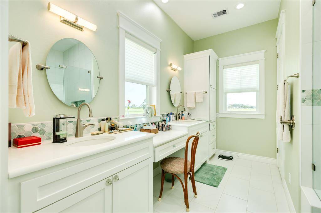 Primary bath with vanity area.
