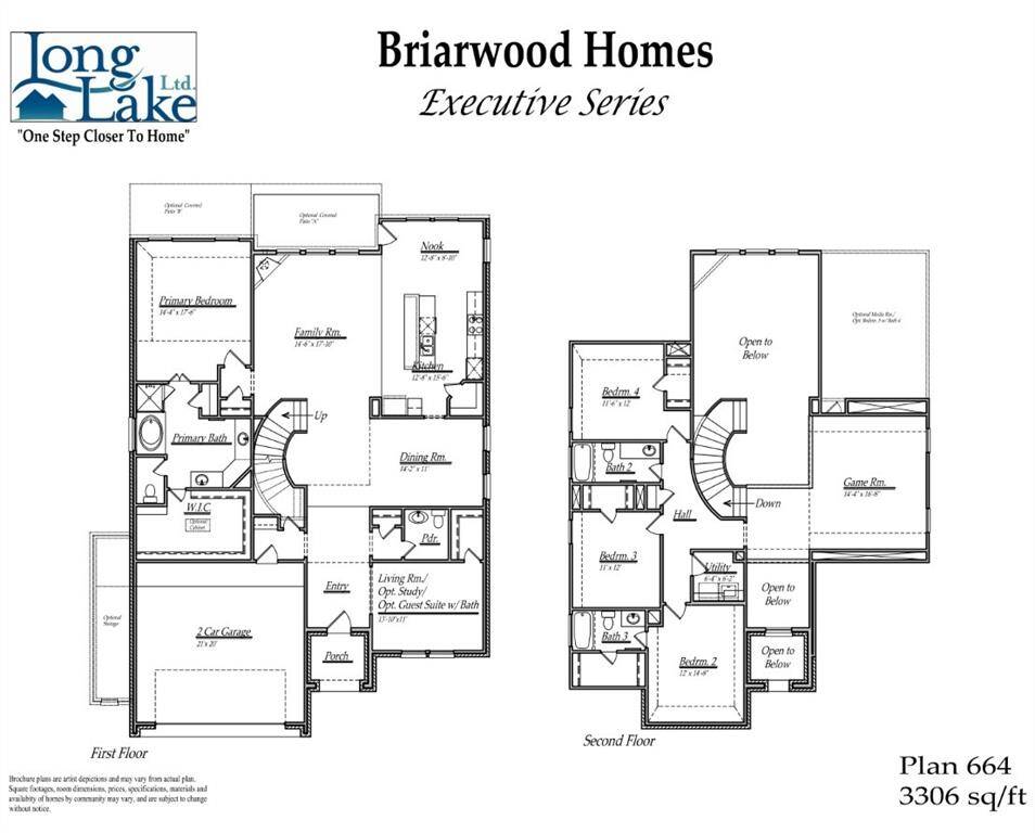 Plan 664 features 4 bedrooms, 3 full baths, and over 3,300 square feet of living space