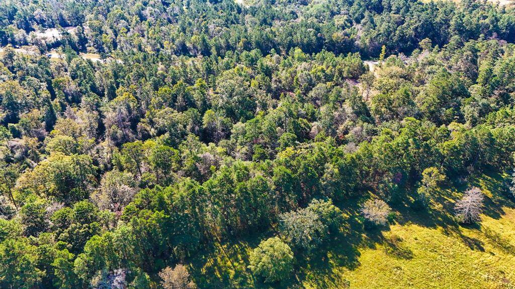 This aerial photo shows the lush, wooded area offering a tranquil, natural setting that is ideal for your custom home with privacy and scenic views.