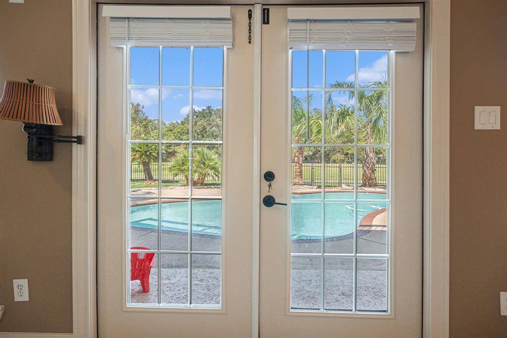 Double doors into the backyard