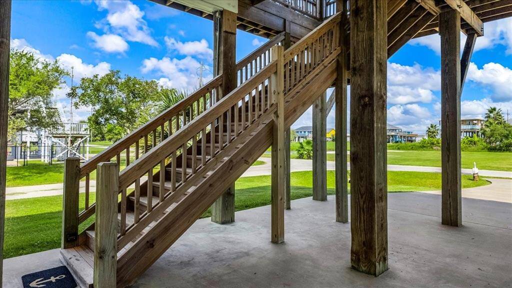 Staircase leading up to house.