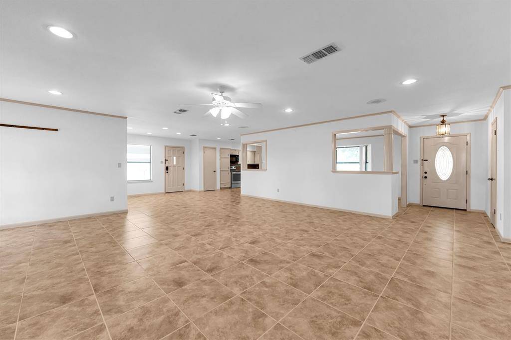 Living room opens up to the kitchen