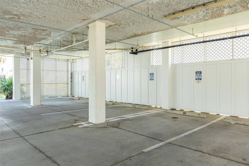 Assigned parking space in covered garage.
