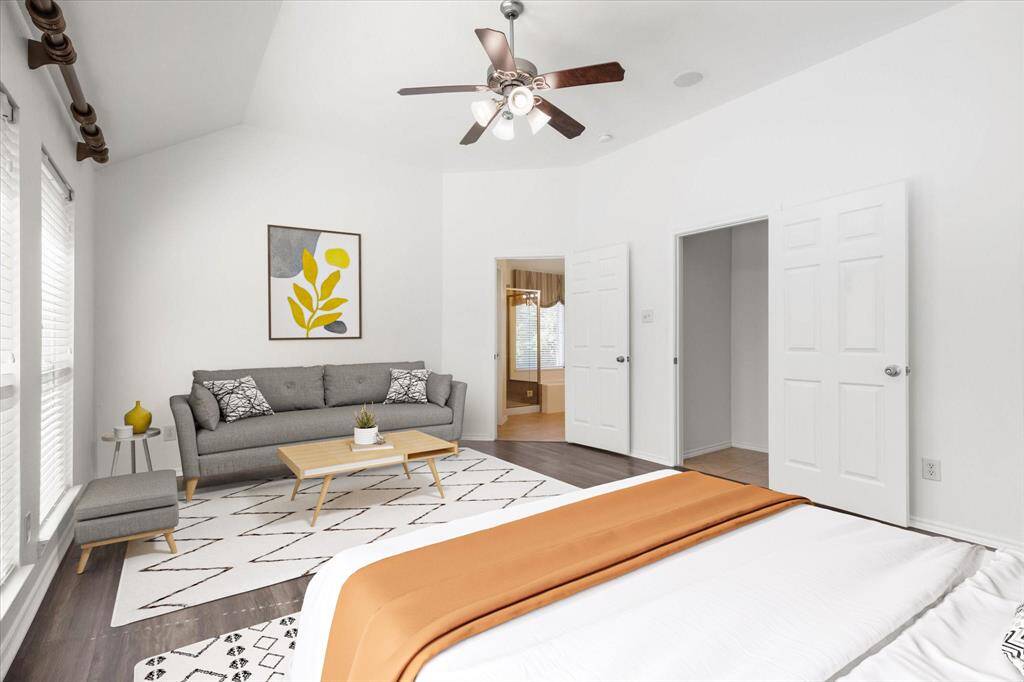 Very spacious primary bedroom with room for siting area. Virtually Staged.