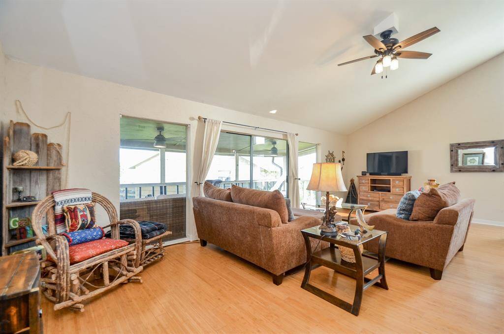 Nicely updated main living area with nautical lake theme. Balcony with Lake view.