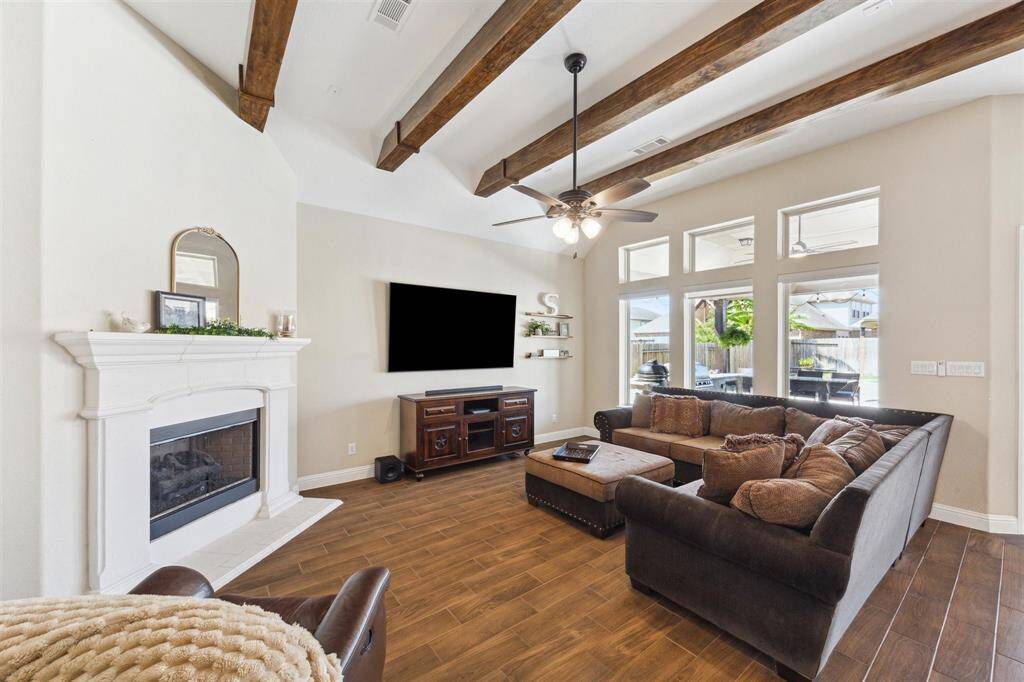 Transom windows provide added light.