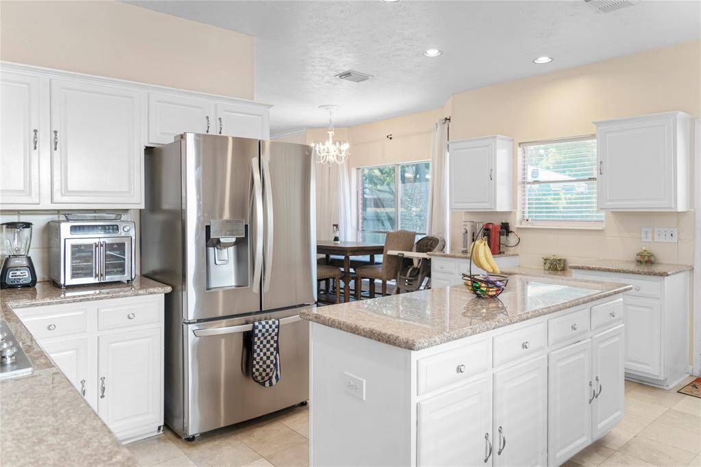 Ample counter space to accommodate preparations for a large gathering.