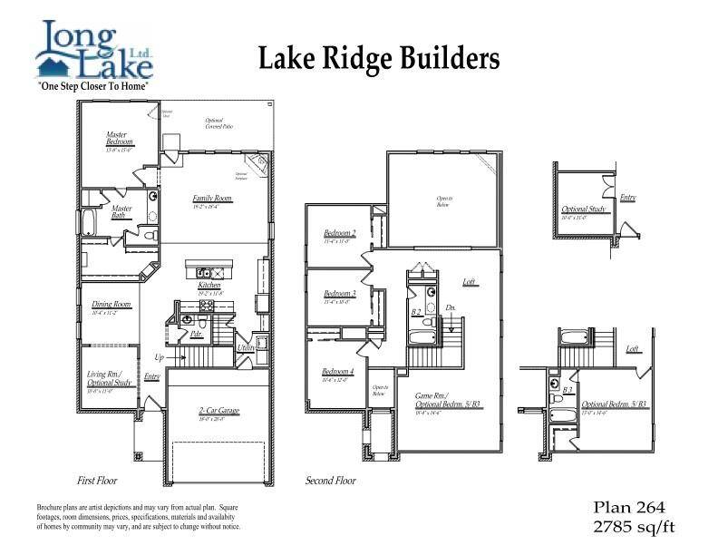 Plan 264 features 5 bedrooms, 3 full baths, 1 half bath and over 2,700 square feet of living space.